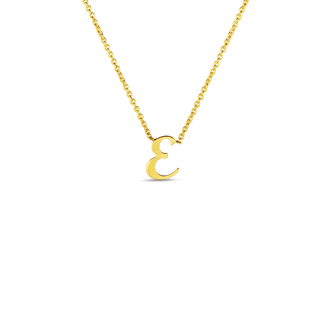 18K YELLOW GOLD TINY TREASURES SCRIPT INITIAL E NECKLACE